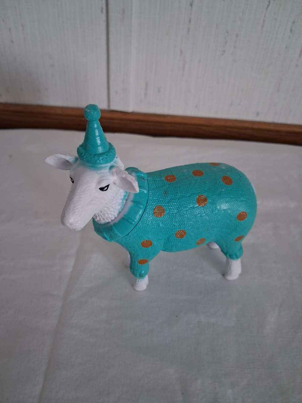 Turquoise Polka Dot Sheep Party Figurine - Home Party Supplies